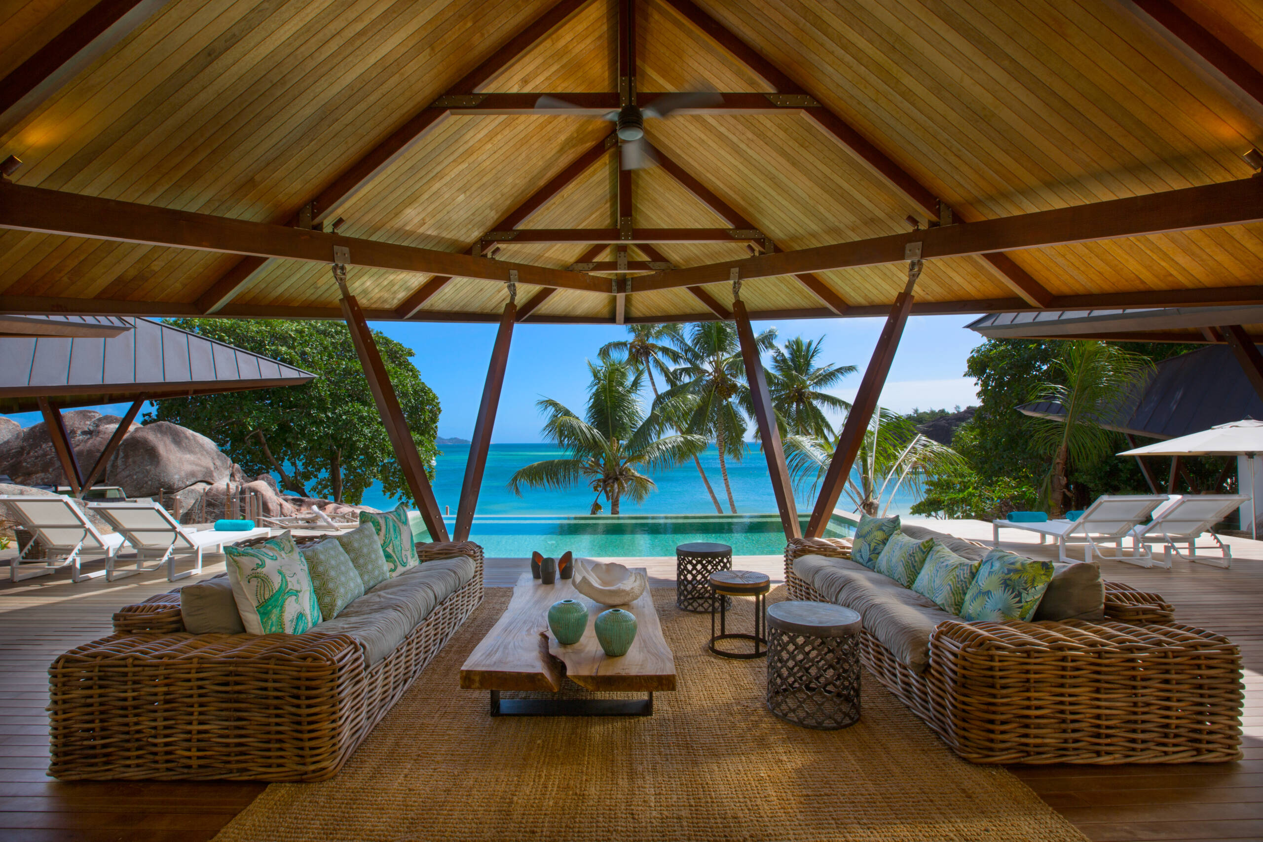 The main pool and lounge at Villa Deckenia, Praslin | Just Seychelles