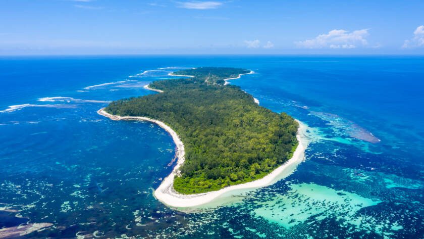 Aerial view of Four Seasons Resort, Desroches Island | Just Seychelles