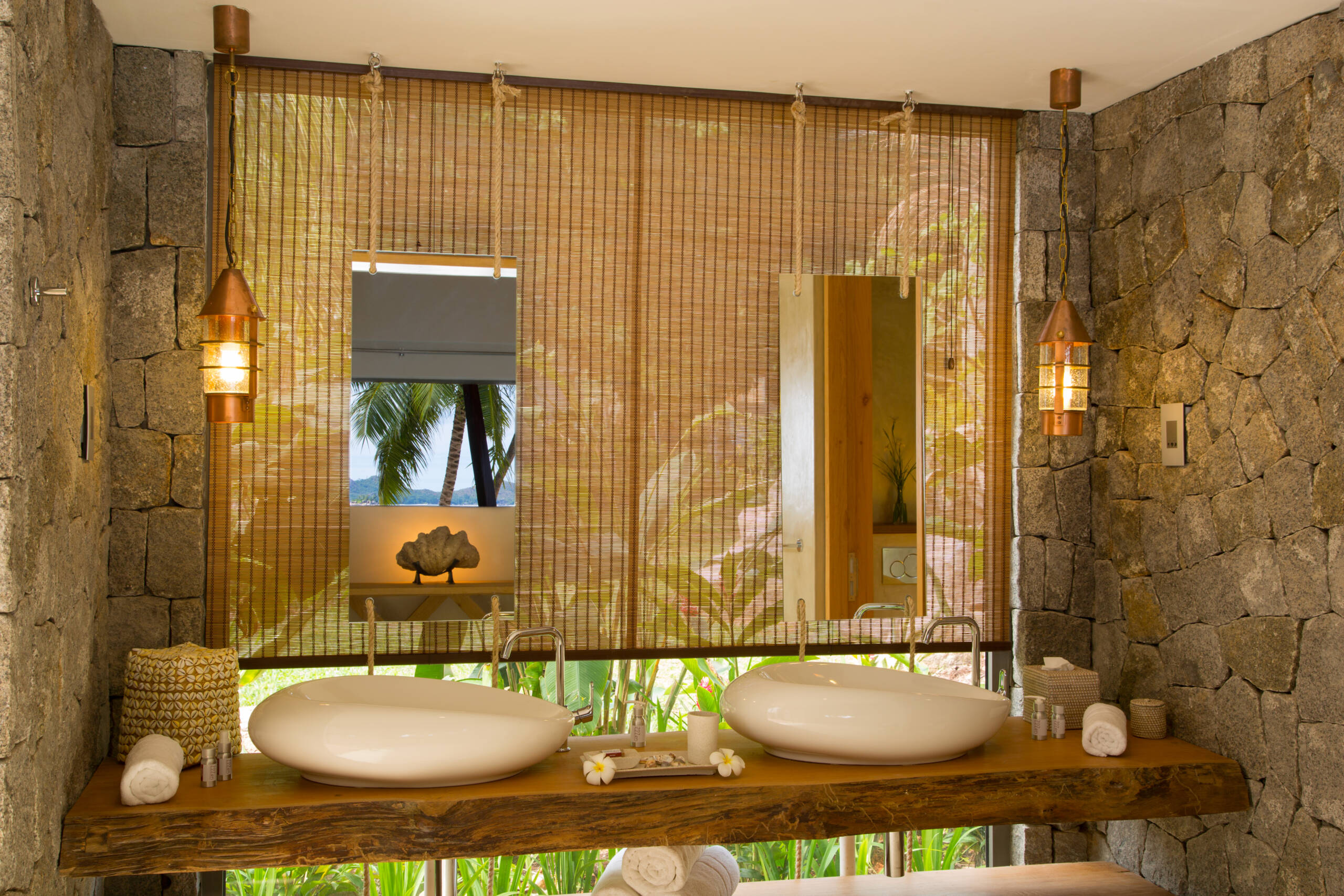 Beautiful bathroom at Villa Deckenia, Praslin | Just Seychelles