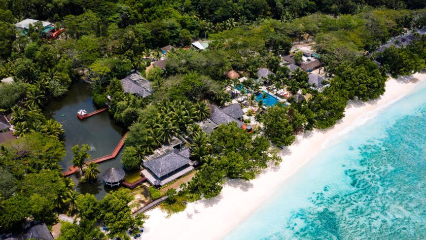Aerial view of Hilton Seychelles Labriz Resort & Spa, Silhouette Island | Just Seychelles