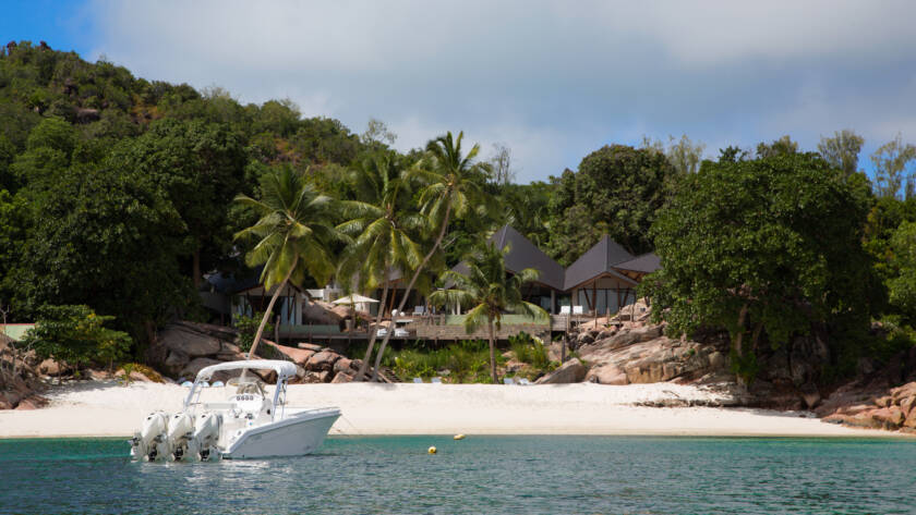 Beach view of Villa Deckenia, Praslin | Just Seychelles
