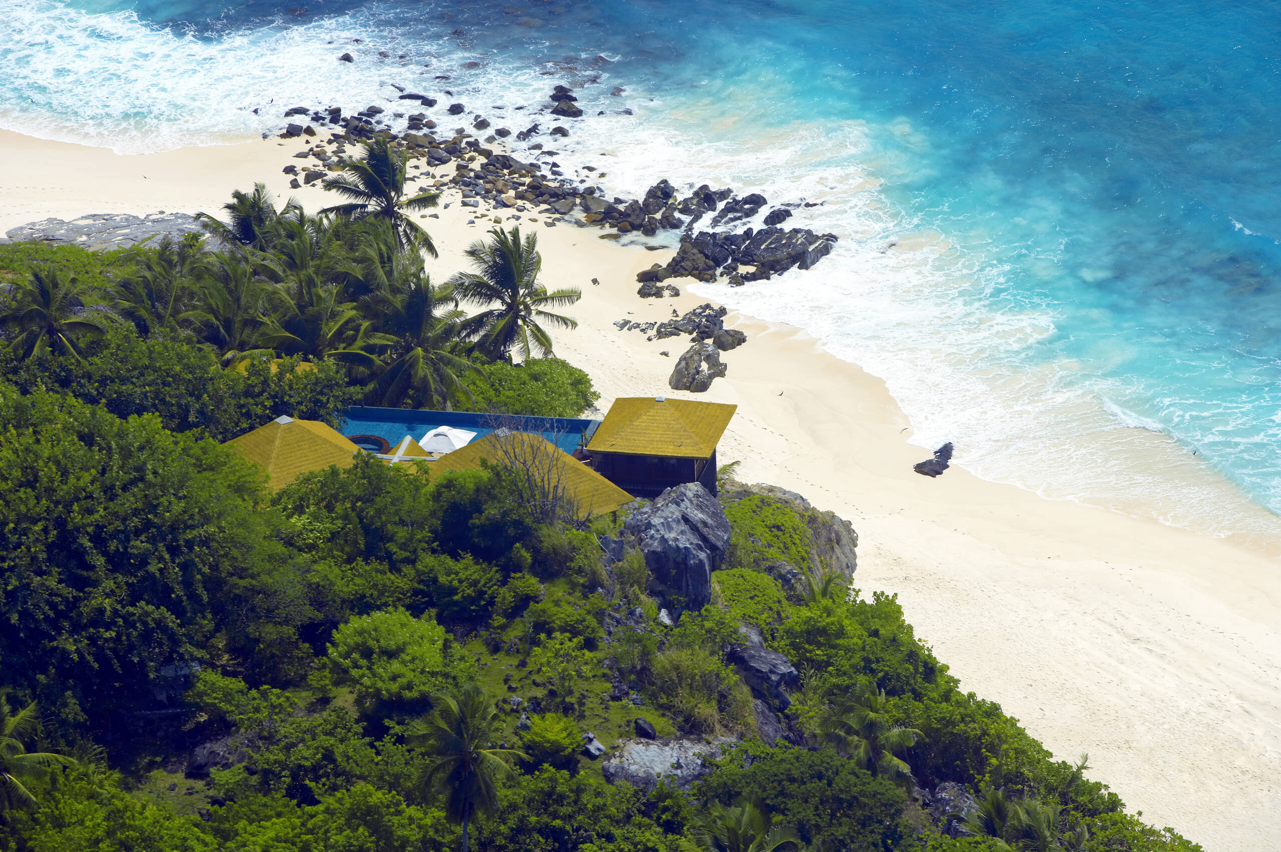 Aerial view of the pool at Fregate Private Island | Just Seychelles