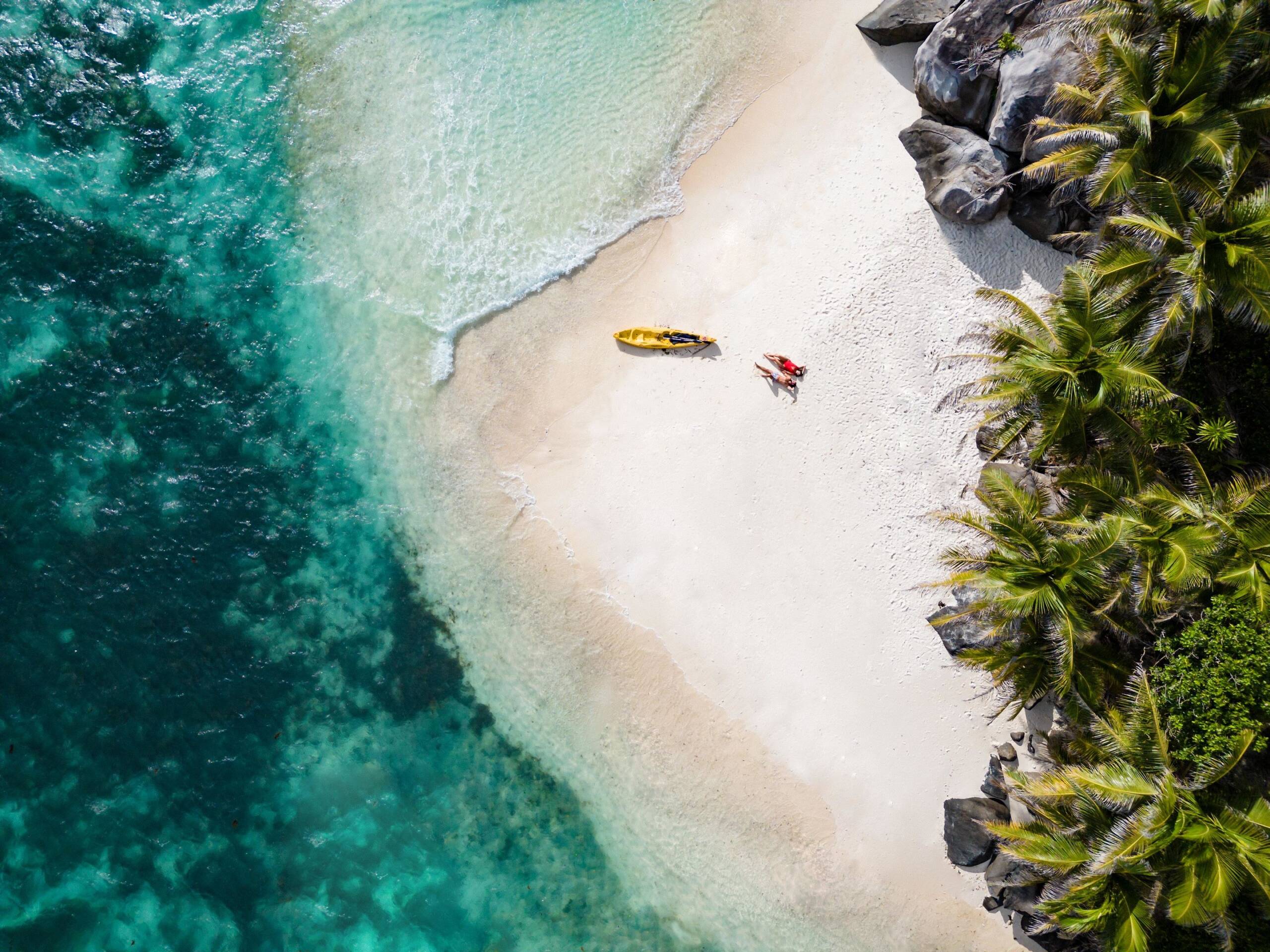 Aerial view of couple on Round Island | Just Seychelles