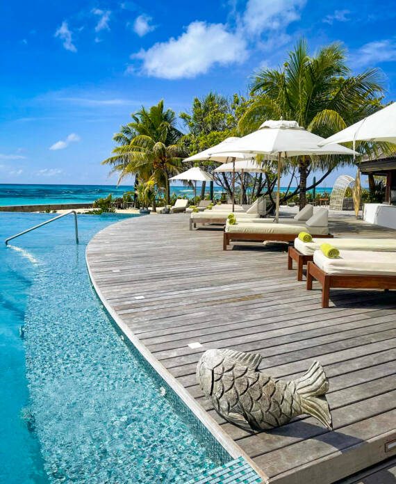 Pool loungers at Denis Island | Just Seychelles