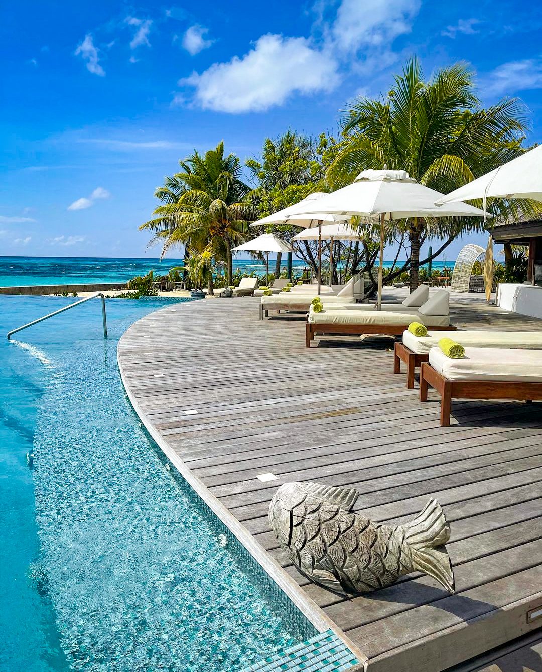Pool loungers at Denis Island | Just Seychelles