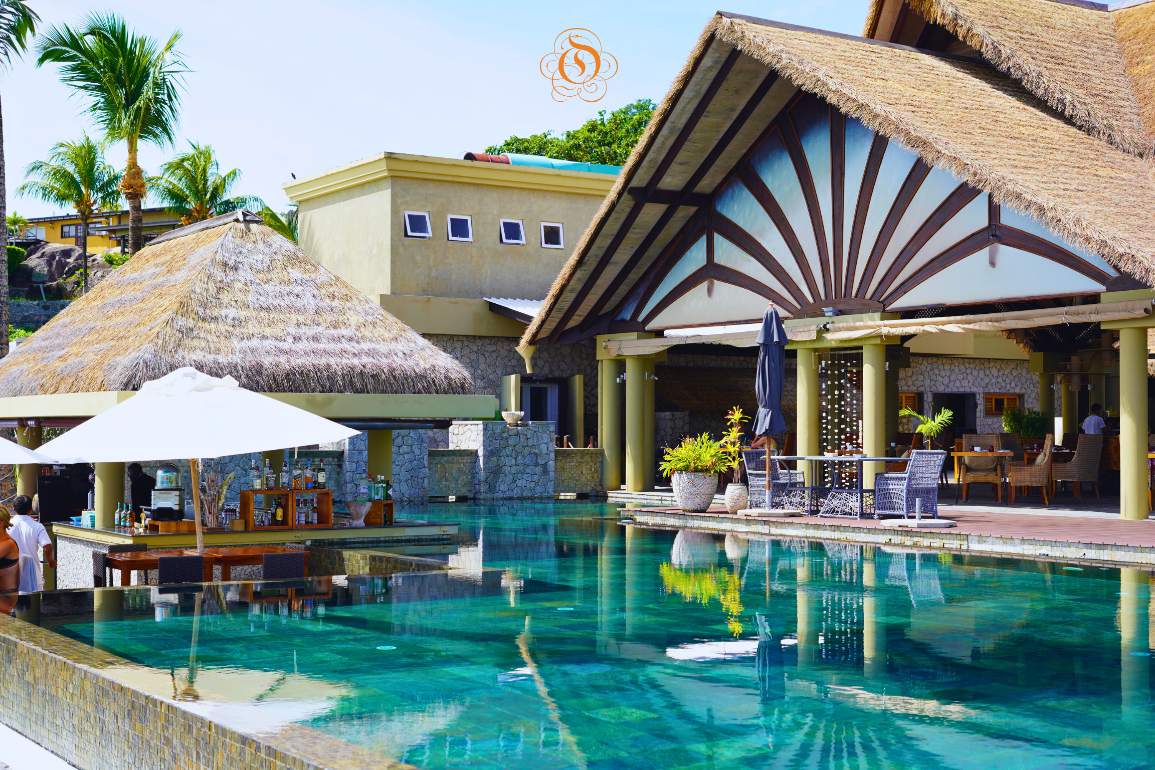 Pool area at Le Domaine de L'Orangeraie Resort and Spa, La Digue | Just Seychelles