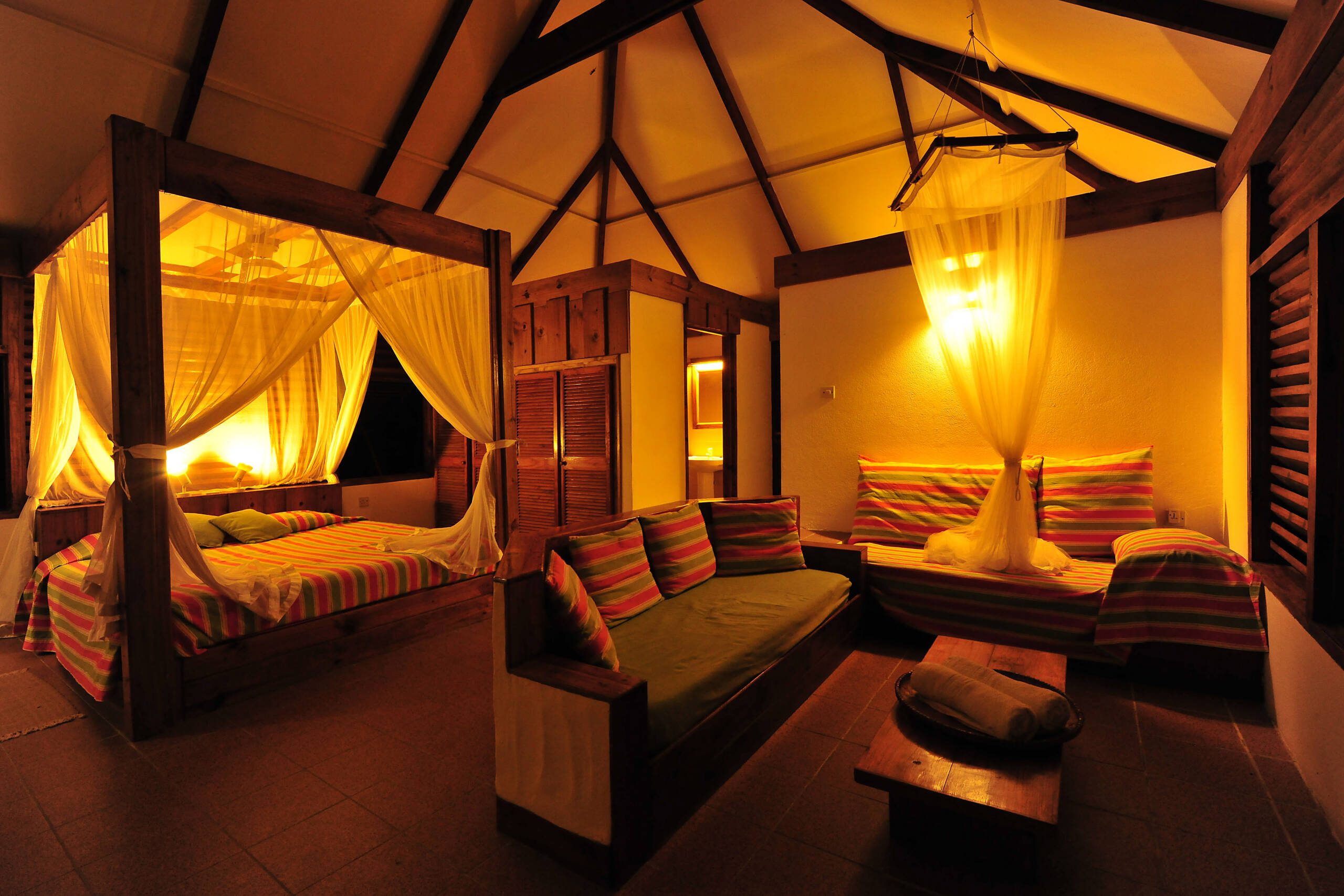Bird Island Room Interior Night | Just Seychelles