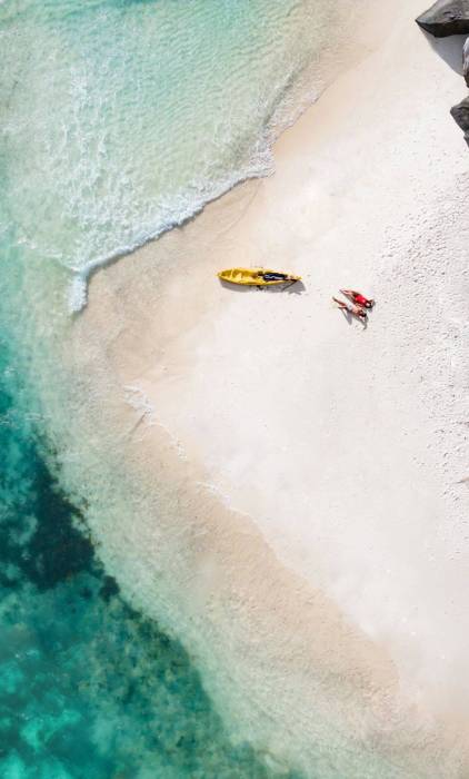 Aerial view of couple on Round Island | Just Seychelles