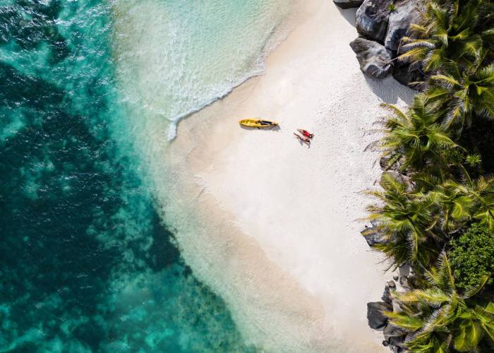 Aerial view of couple on Round Island | Just Seychelles