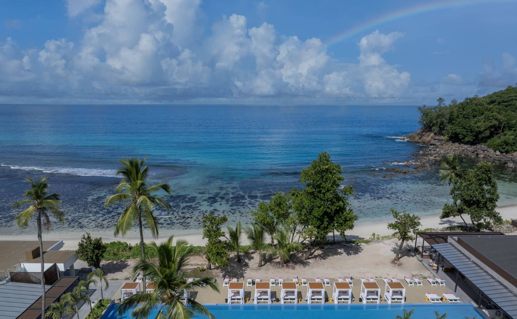 Aerial view of the pool at AVANI+ Barbarons Seychelles, Mahé | Just Seychelles