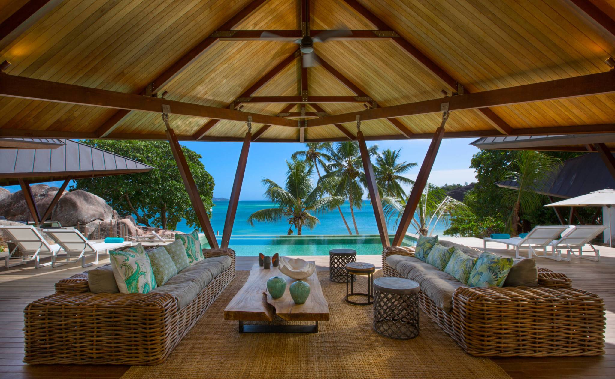 The main pool and lounge at Villa Deckenia, Praslin | Just Seychelles