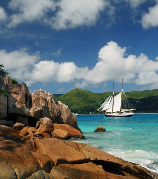 Sea Pearl, Silhouette Cruises close to a Seychelles beach | Just Seychelles