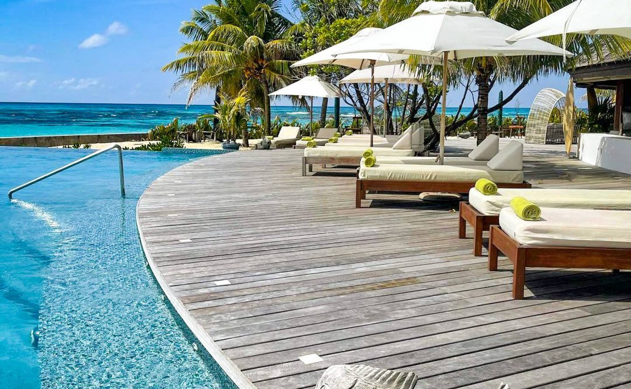 Pool loungers at Denis Island | Just Seychelles