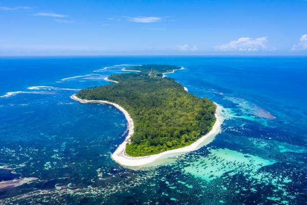 Aerial view of Four Seasons Resort, Desroches Island | Just Seychelles