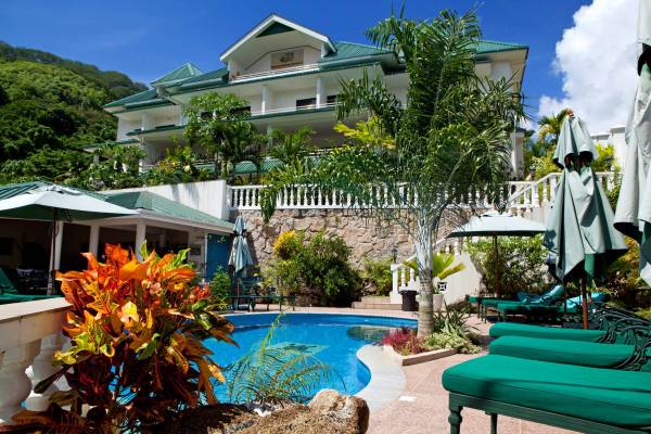 Pool area at Hanneman Holiday Residence | Just Seychelles