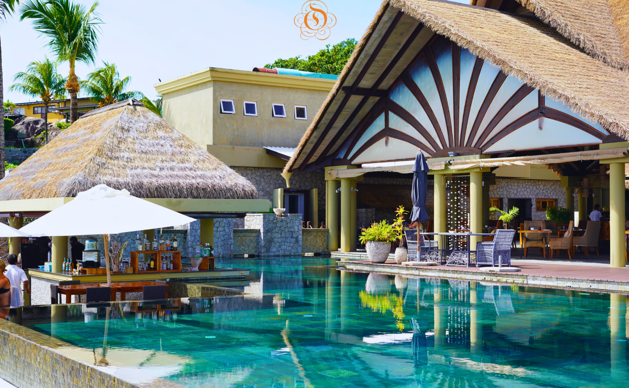 Pool area at Le Domaine de L'Orangeraie Resort and Spa, La Digue | Just Seychelles