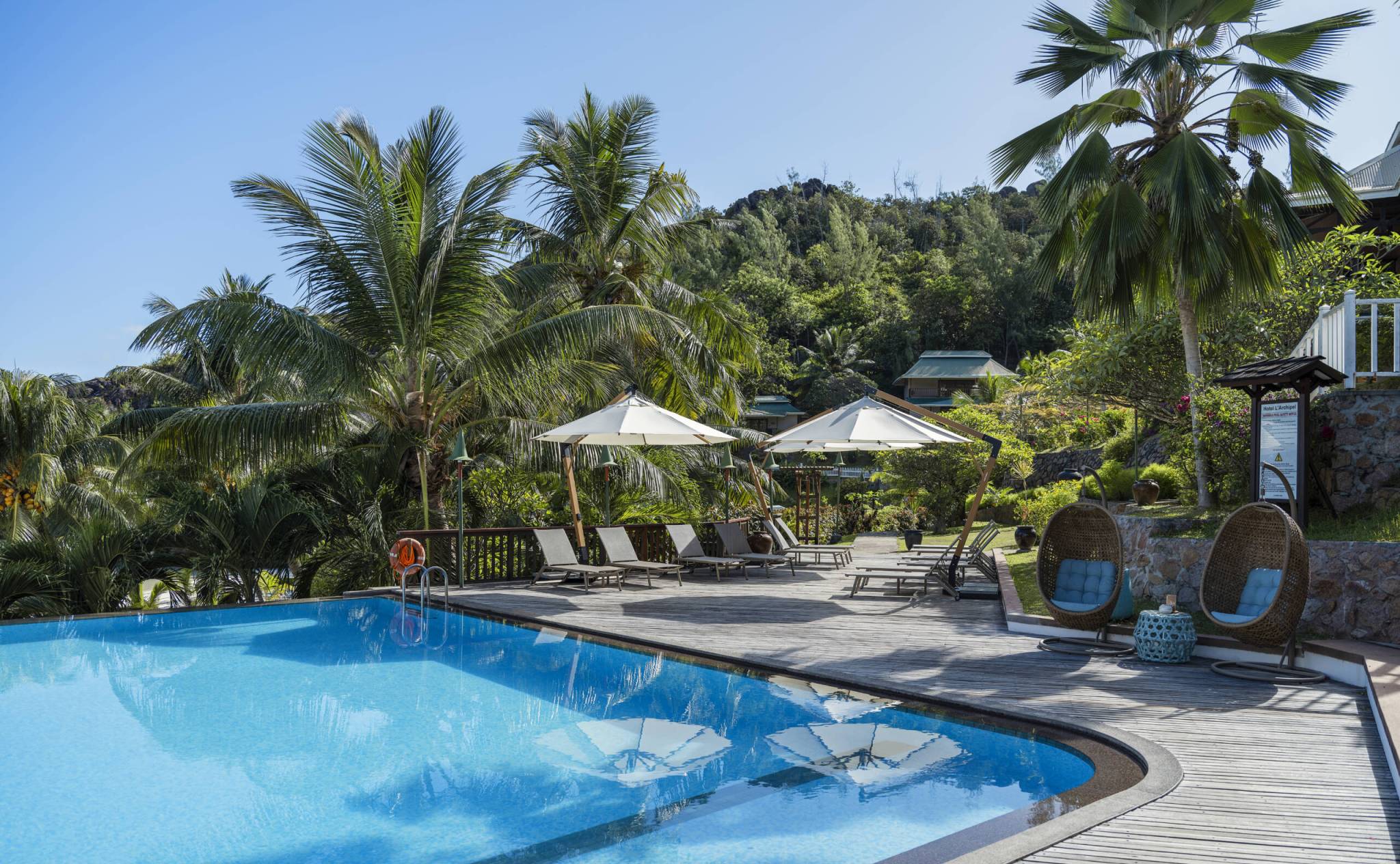 The main pool at Hotel L'Archipel, Praslin | Just Seychelles