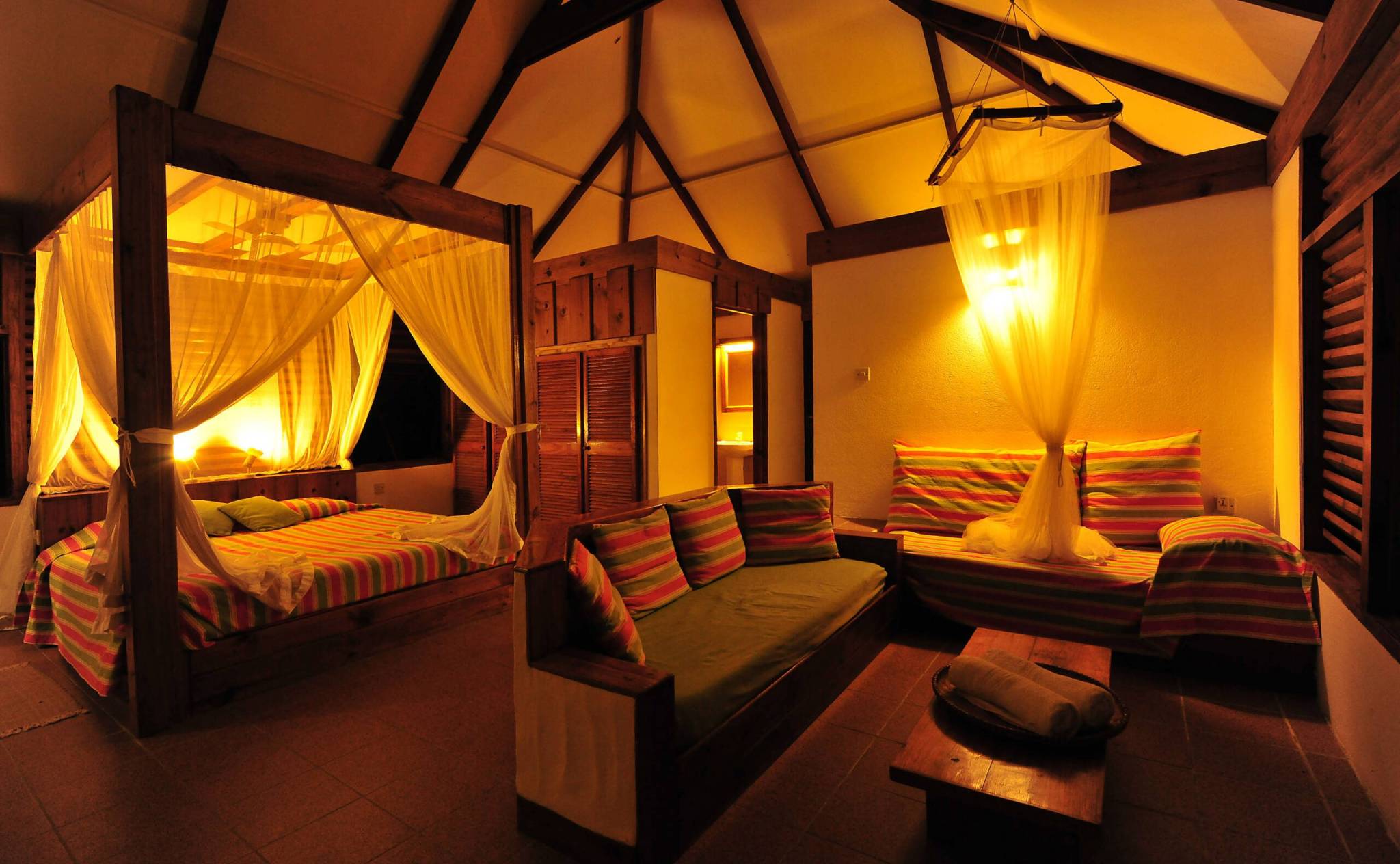 Bird Island Room Interior Night | Just Seychelles