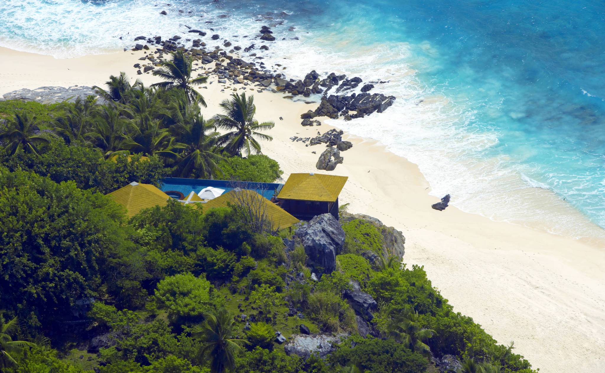 Aerial view of the pool at Fregate Private Island | Just Seychelles