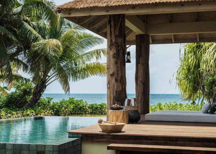 Pool cabana at Four Seasons Resort at Desroches Island | Just Seychelles