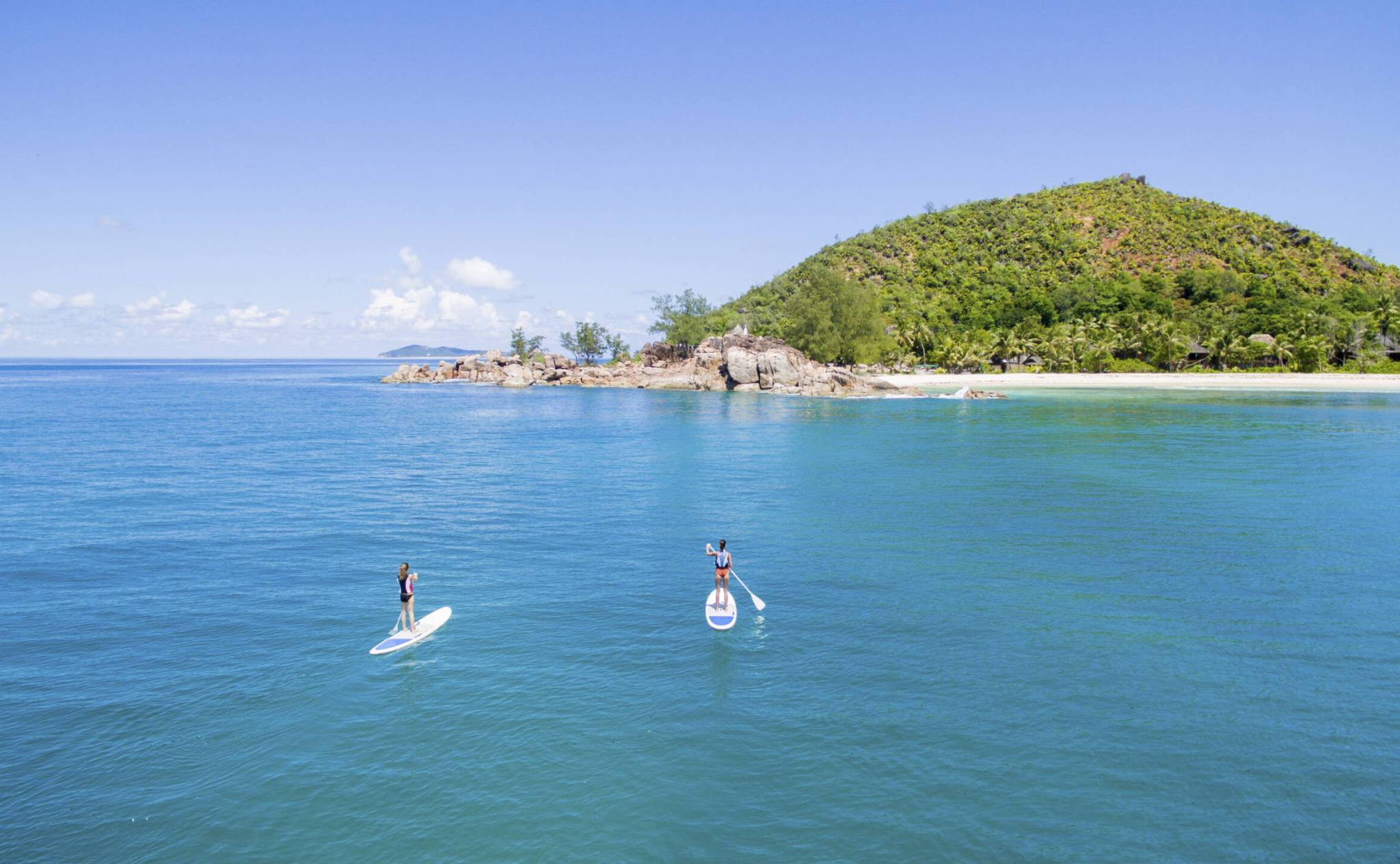 Paddle boarding at Constance Lemuria, Praslin | Just Seychelles